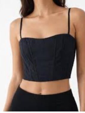 JASON WU Black Crop Corset Top Size M